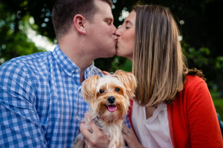 Columbus Engagement Photos in Schiller Park - Engagement Photos with Dogs