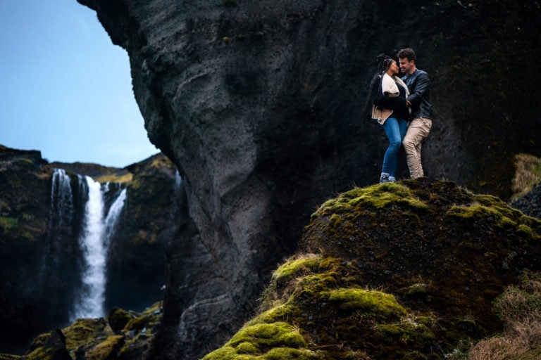 Engagement Photos in Iceland Near Skogafoss