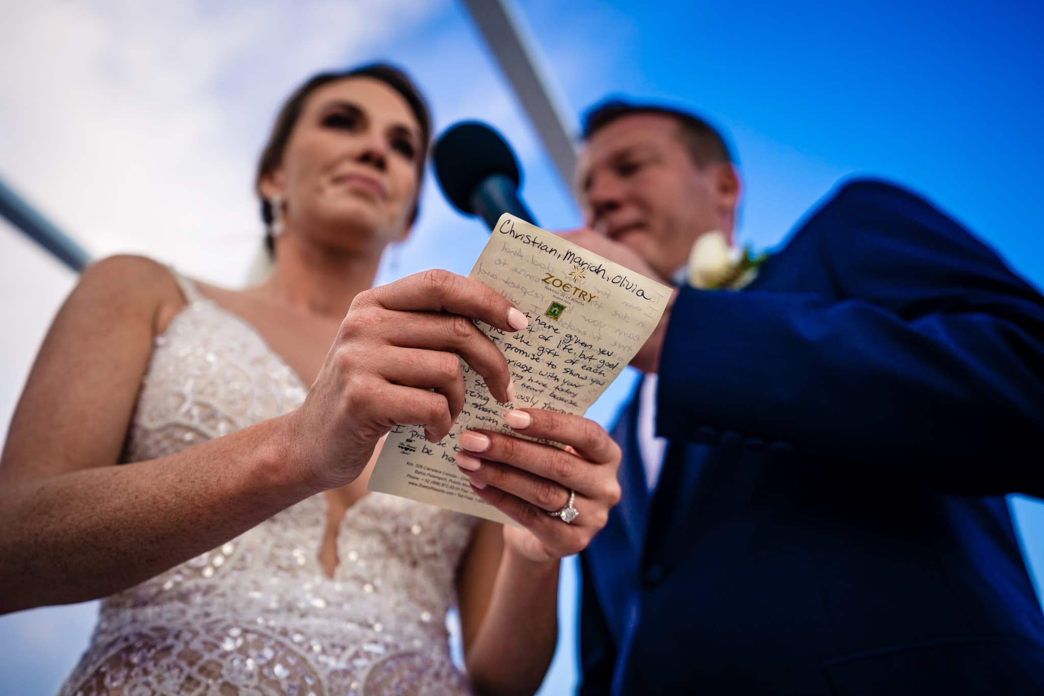 Bride reads wedding vows to step children