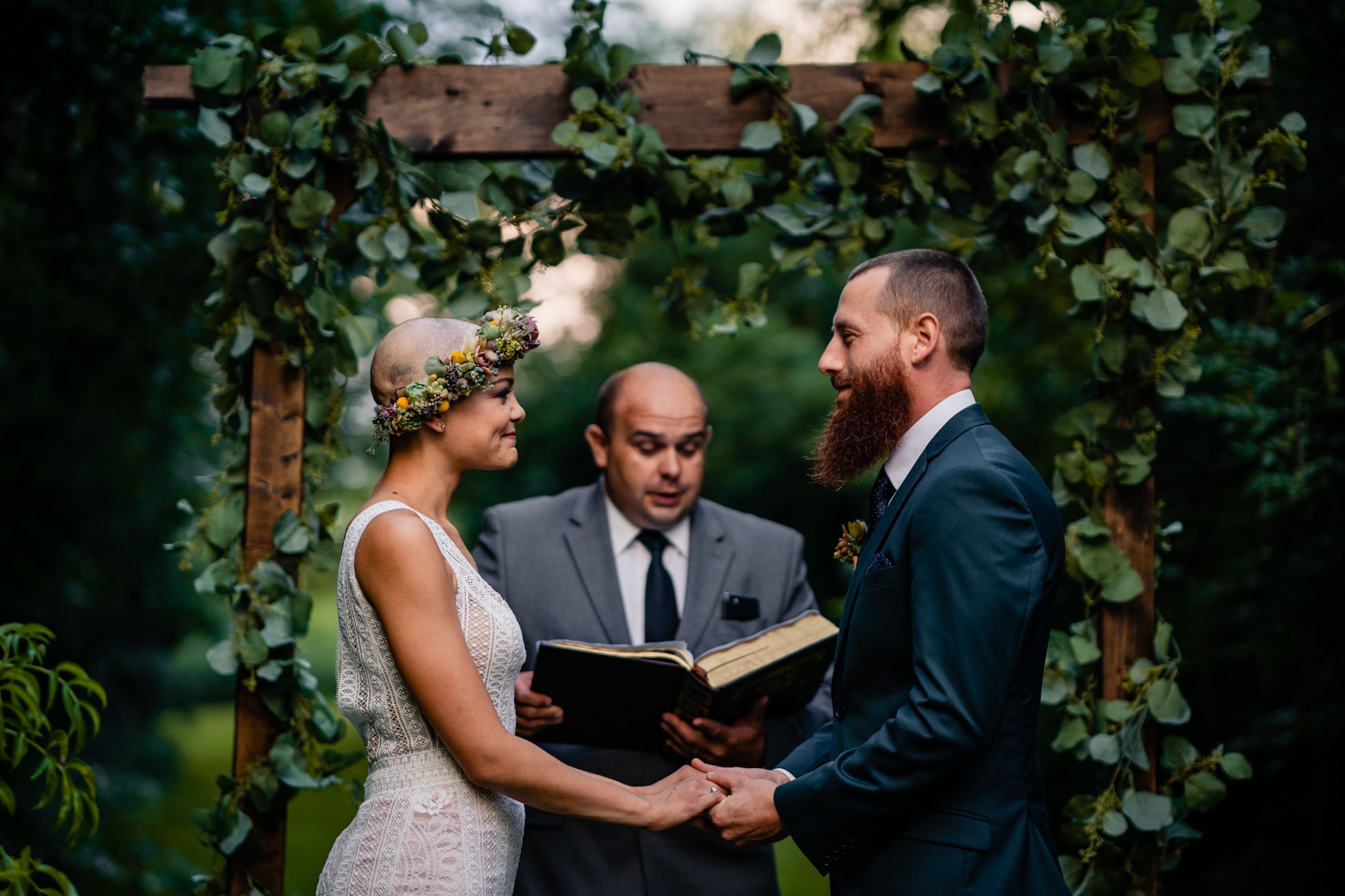 Bride and groom say their wedding vows in Cincinnati, Ohio