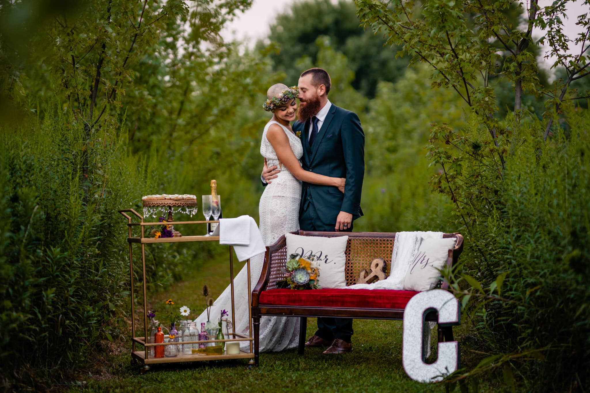 Newlyweds embrace after intimate elopement in Cincinnati, Ohio